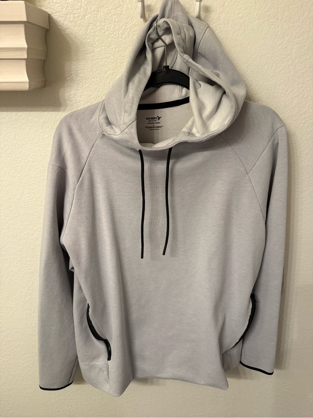 Old Navy Light Gray Hooded Pullover with Black Trim